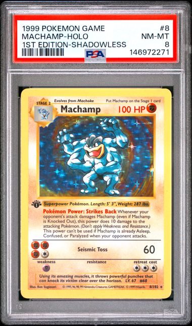 Machamp 1st Edition Shadowless PSA 8