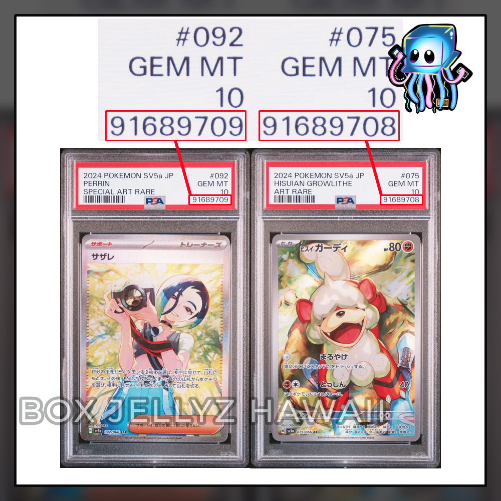 PSA 10 JP SEQUENTIAL Perrin & Hisuian Growlithe 092/066 075/066 SV5A Pokemon Crimson Haze