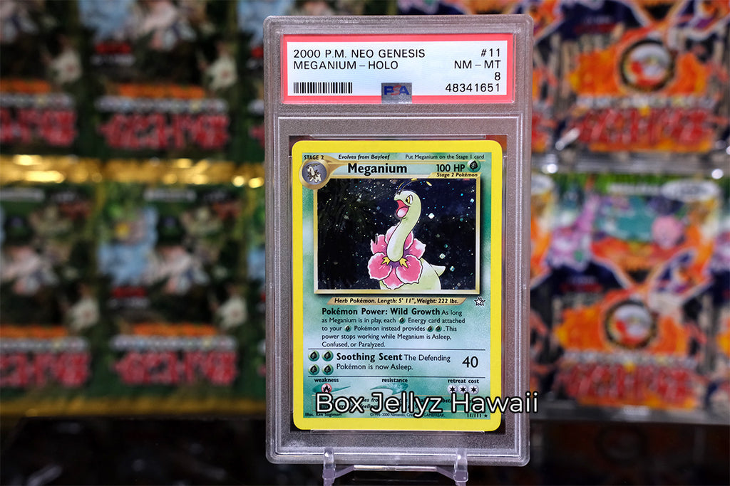 Meganium Unlimited Holo Neo Genesis PSA 8
